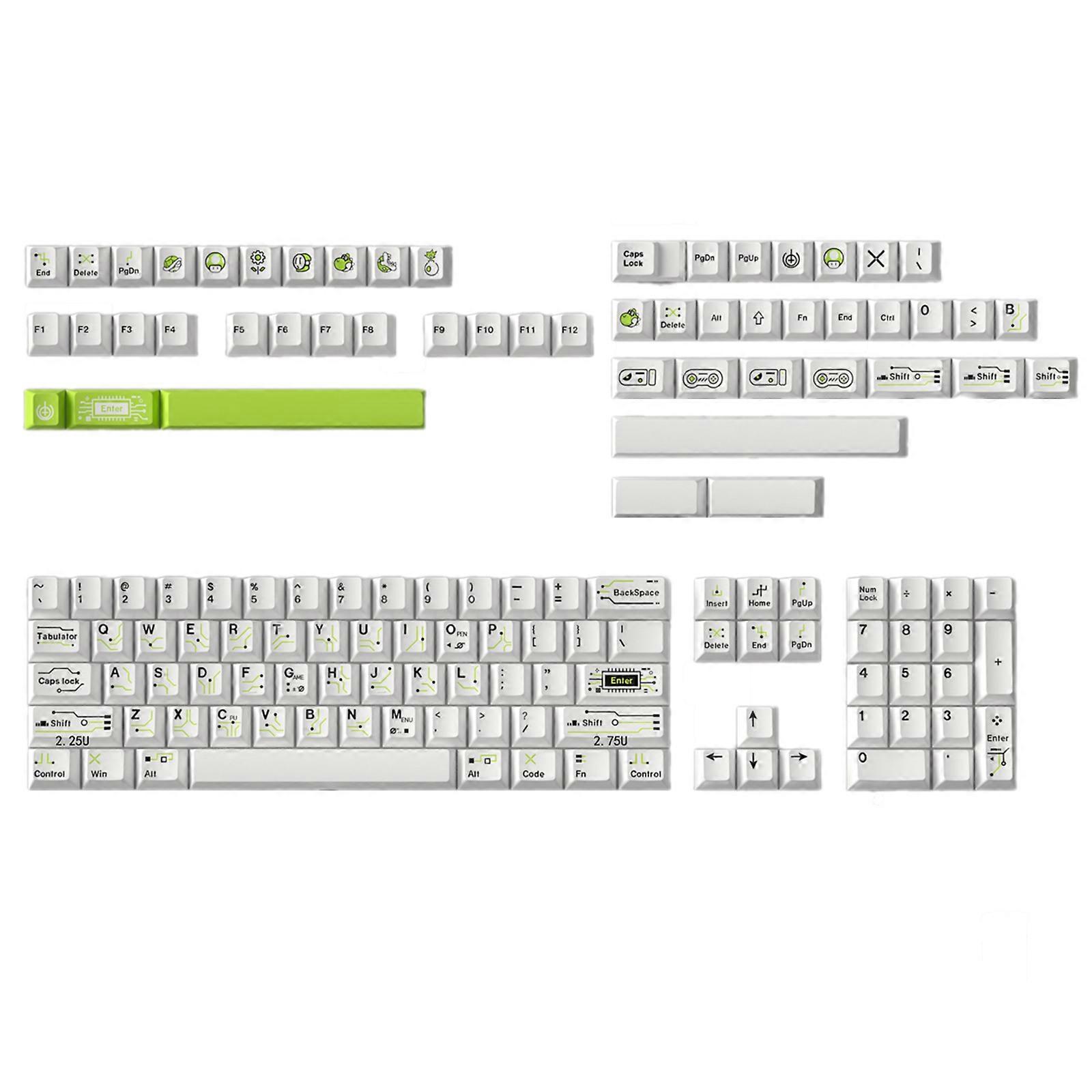 148 Keys Mechanical Keyboard Keycaps Heat Sublimated PBT Keycaps Circuit Board Theme for Gamers and Coders Multicolor