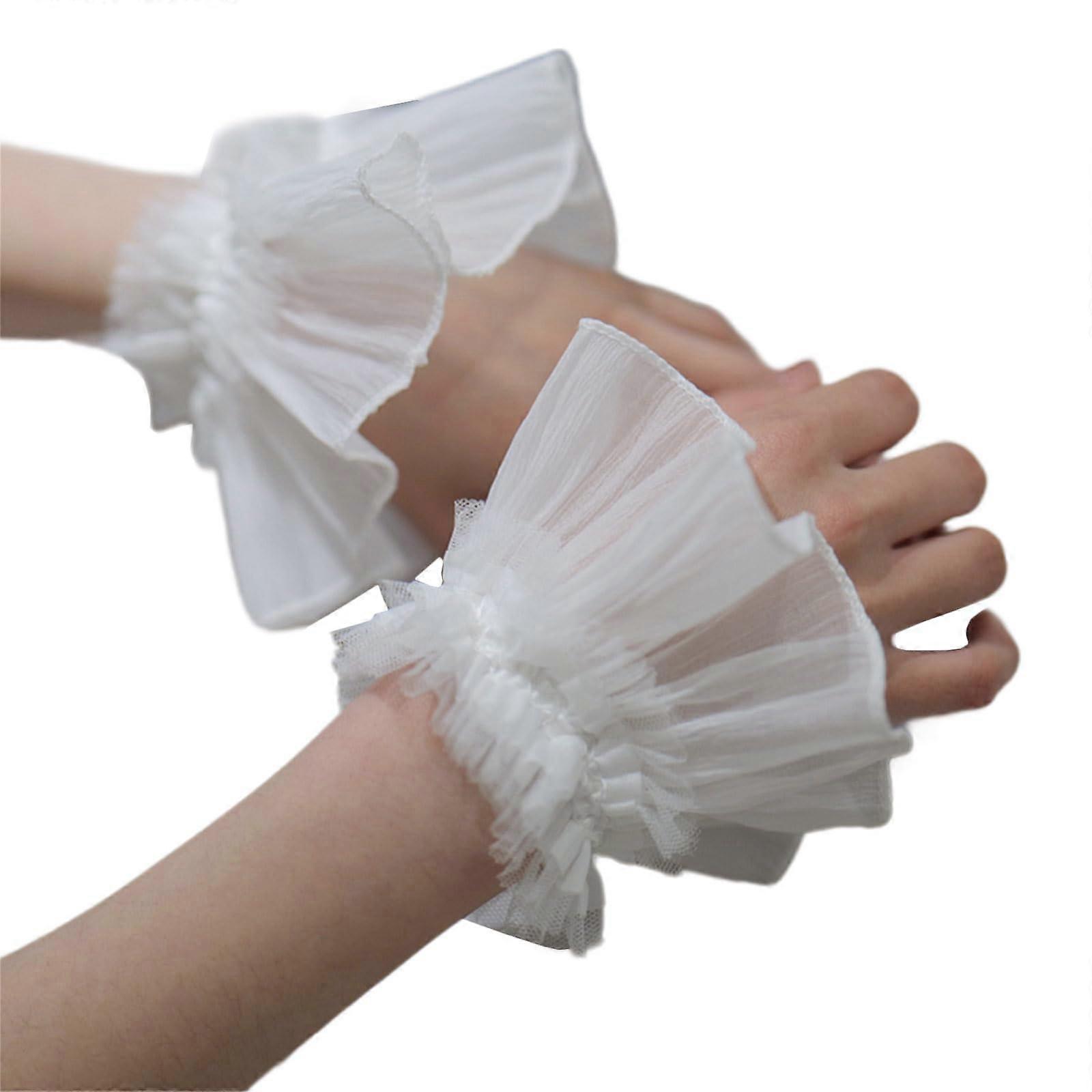 Removable Cuffs for Hoodies and Sweaters, Flared Tulle Sleeves, White Color, Adjustable Ornamental Design, Fashion Accessories