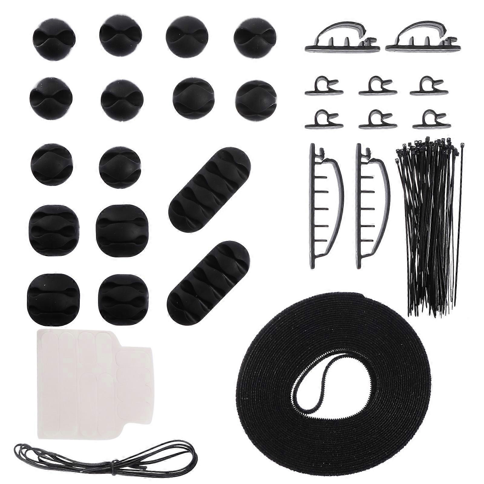 Cable Management Solution For Home Desktop Black Cord Ties Reusable 1 Set Organizing Cables