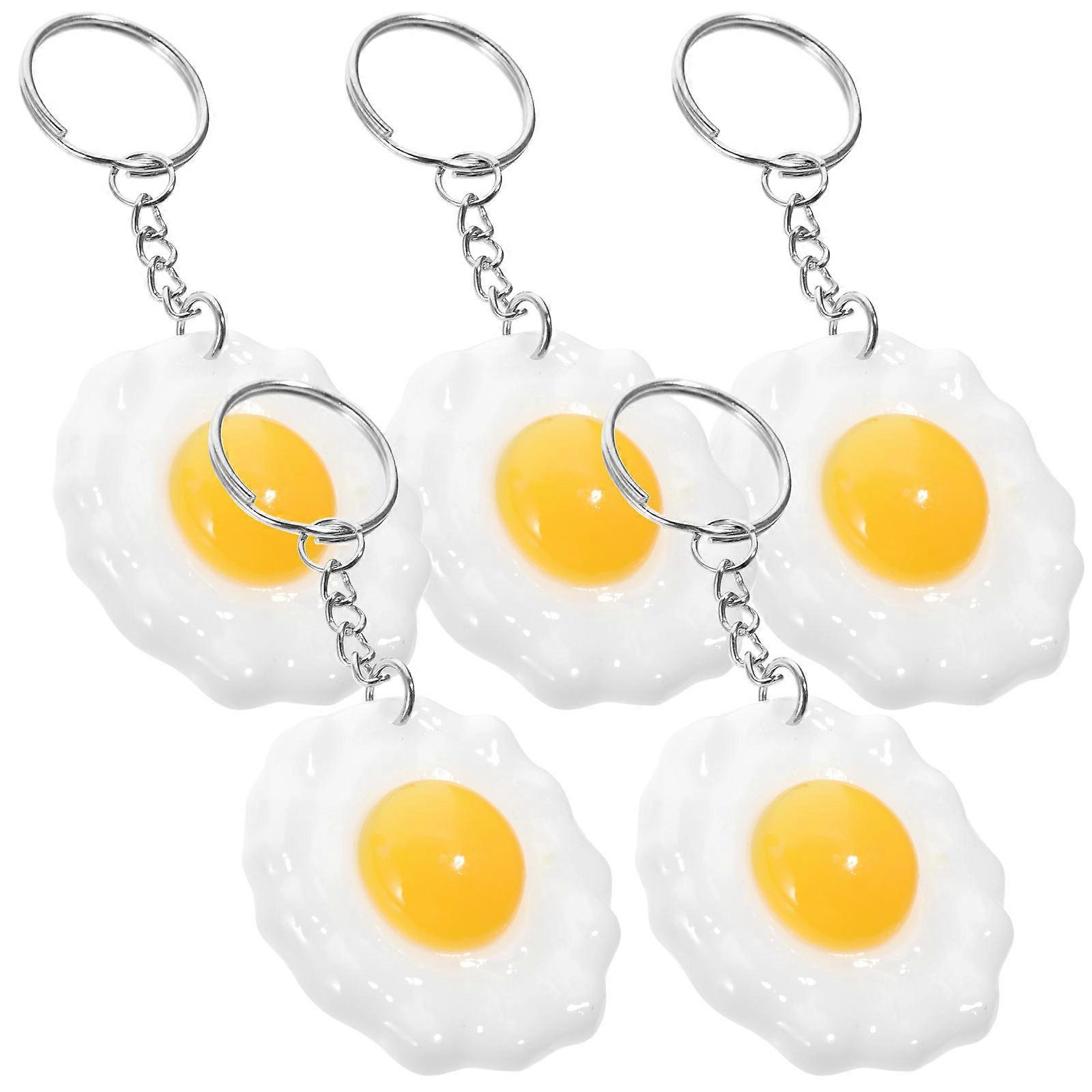 Delicious Boiled Egg Keychain Pendants for Bags Backpacks 5pcs Multi-colored Resin