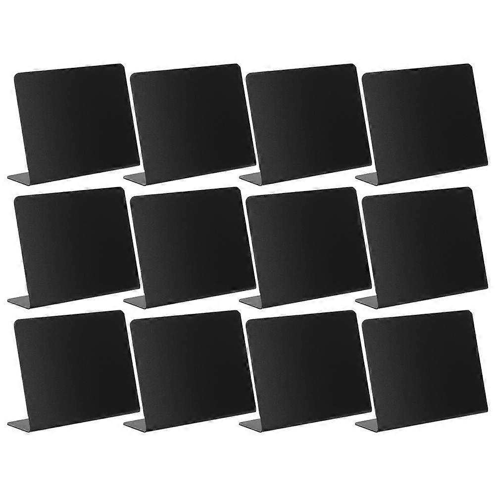 12pcs Black PVC Food Labels for Party Buffet Desktop Price Boards Multifunctional Chalkboards for Kids