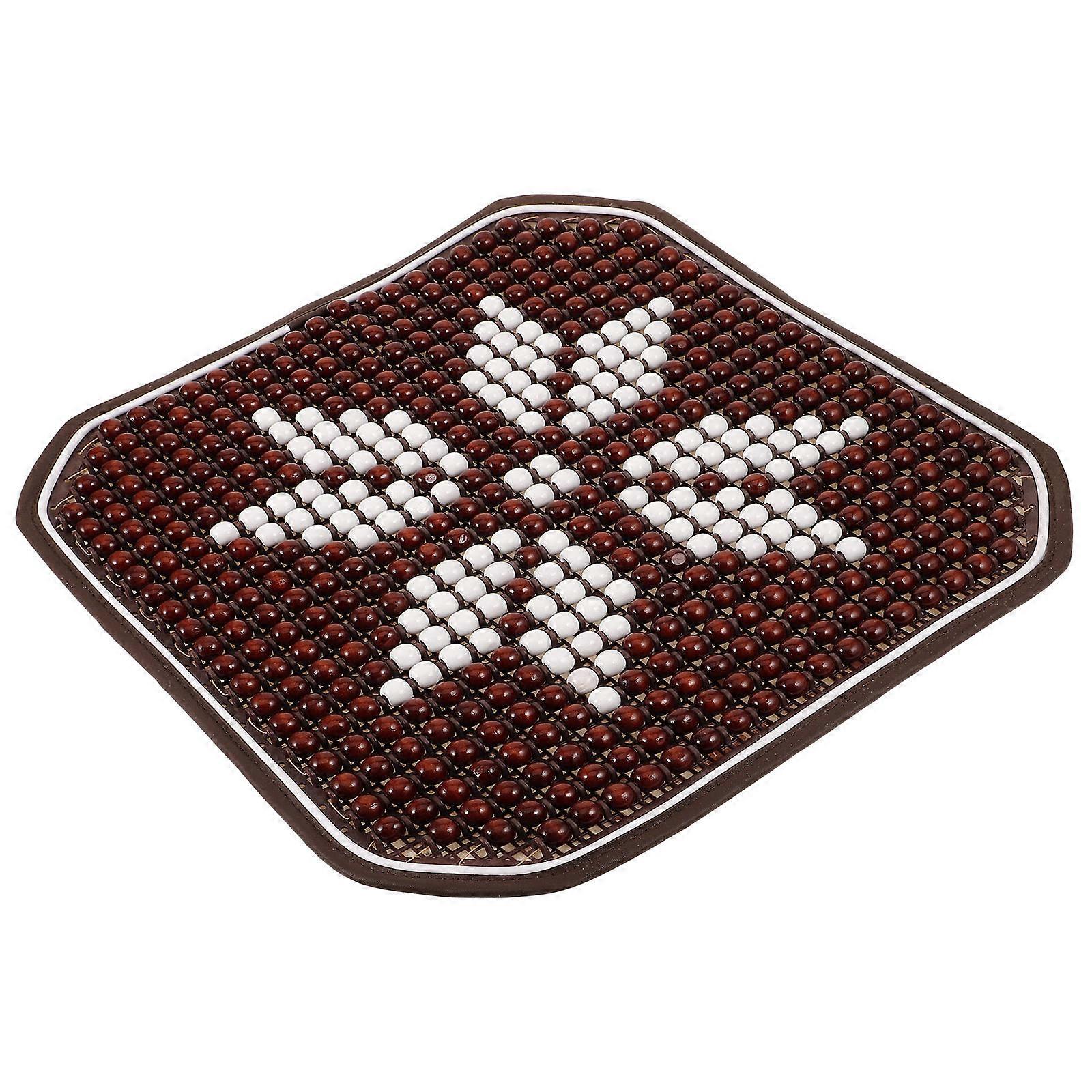 خرز خشبي ووسادة مقعد سيارة من السيليكون للقيادة مريحة بني غامق غير قابل للانزلاق 12.5 × 14.7 بوصة