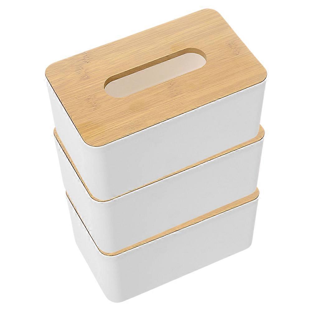 3pcs Wooden Rectangular Tissue Box Covers for Living Room, Office, and Home Use – Convenient Napkin Storage Holder