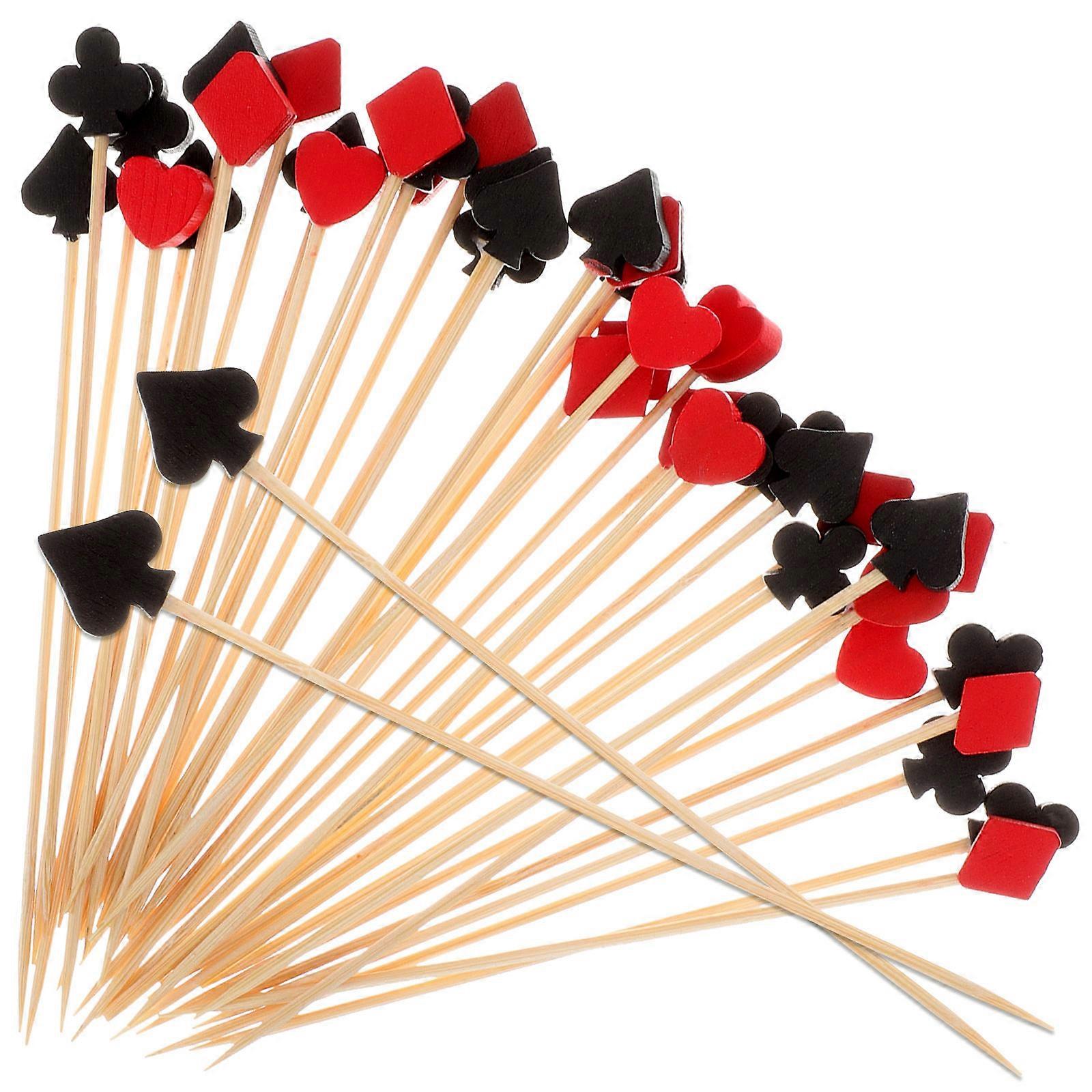 Fruits Sticks Bamboo Toothpicks Dessert Sticks Party Decoration KTV 100Pack