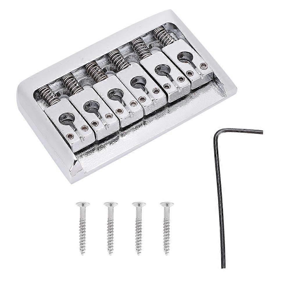 Guitar Bridge, Metal 6 String Fixed Hardtail Guitar Bridge Saddle with 4 Screws for Electric Guitar (Silver), As shown in the picture