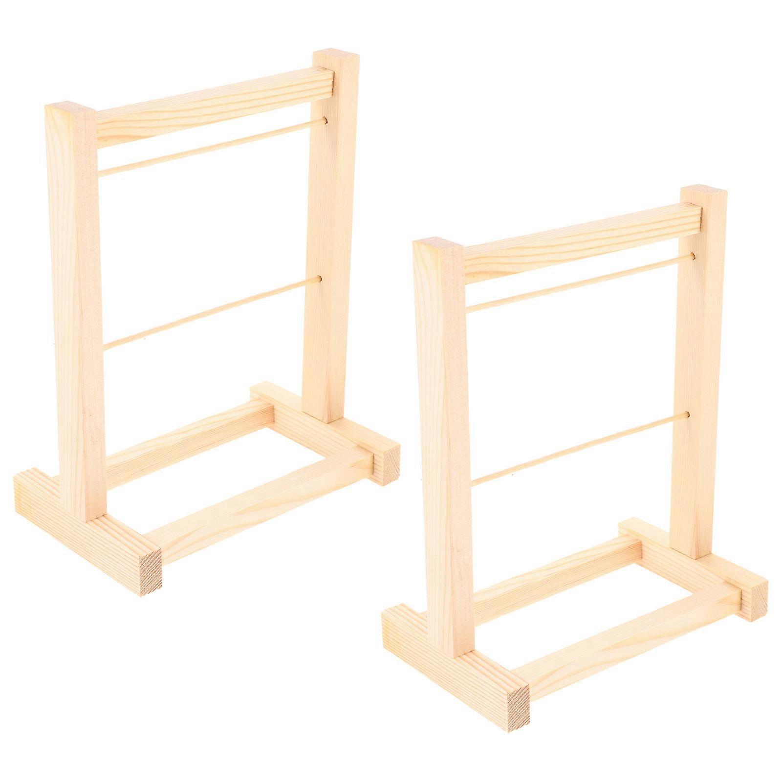 Doll Clothes Hanger Rack Wooden Mini Khaki Home Use 5.5 Inches