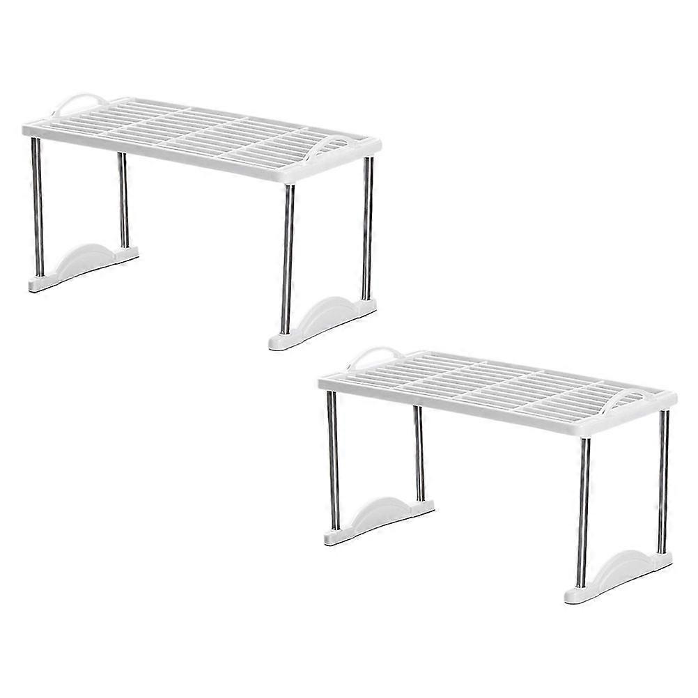 2pcs Multifunctional Bathroom Storage Shelf Kitchen Stackable Floor Shelf(White)