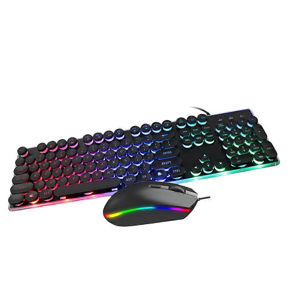 Light Up Keyboard And Mouse Set Rectangular Shape Black For Gamers 1Set