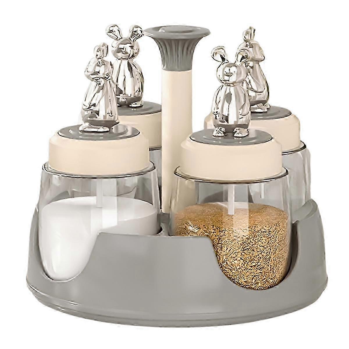 Rotating Spice Jar Household Spice Container Set with Lid