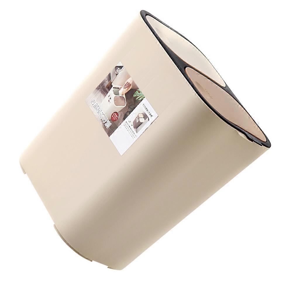 Versatile Double-deck Classified Trash Can with Large Openings for Easy Emptying Beige 1pc