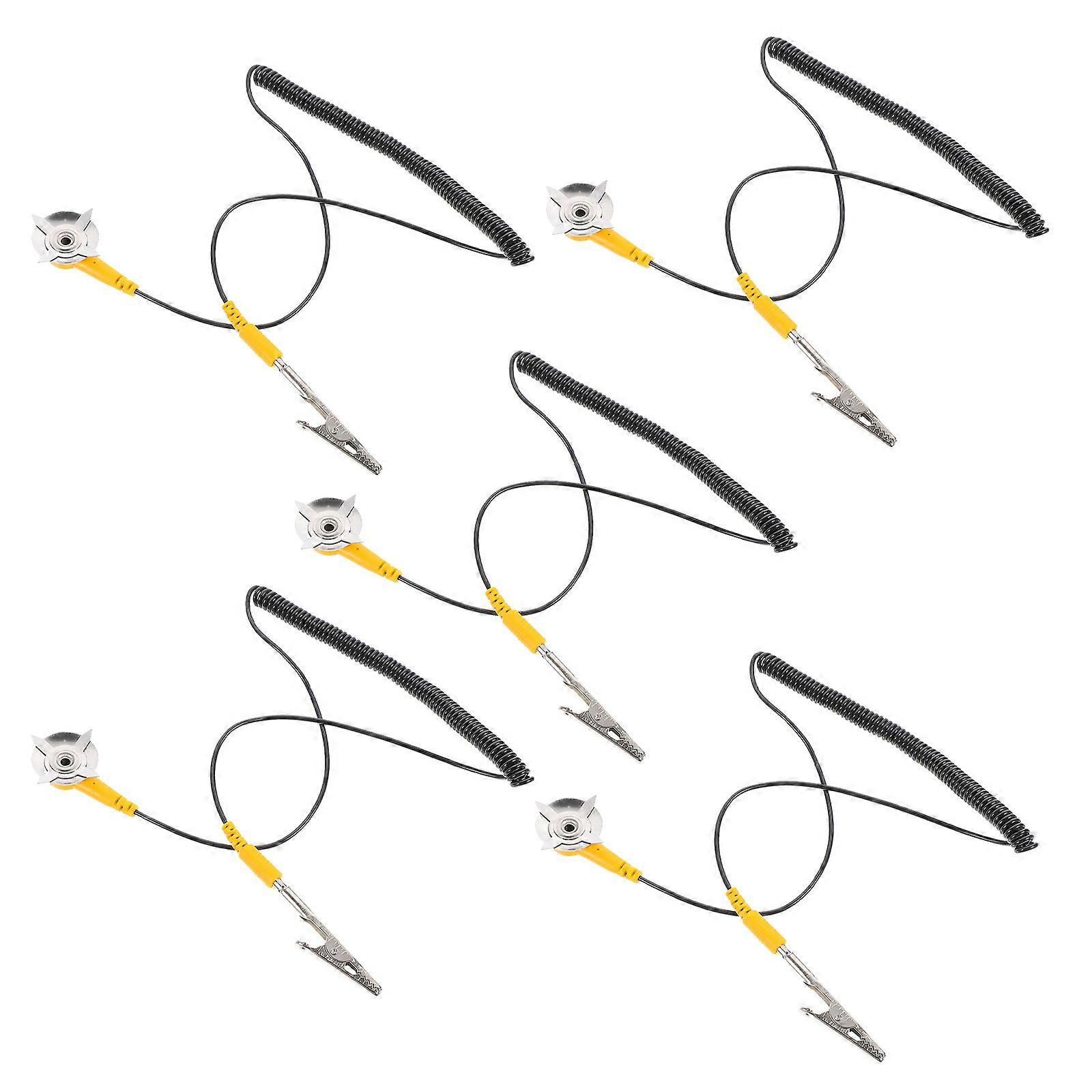 Grounding Wire Clamp 5Pcs Anti Static Cable For Static Dissipation In Industrial Use Black