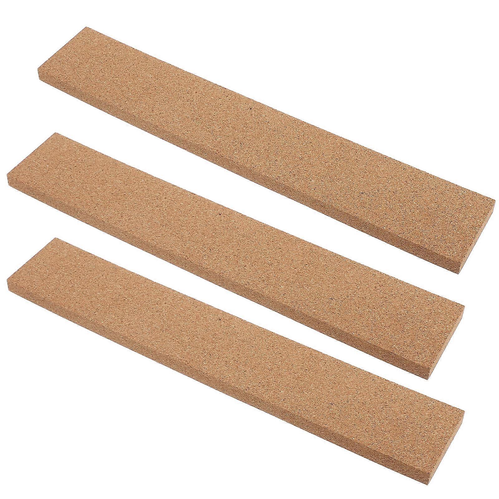Adhesive Cork Strips for Wall Decoration and Memo Boards Coffee Color Cork Wood Material 3pcs