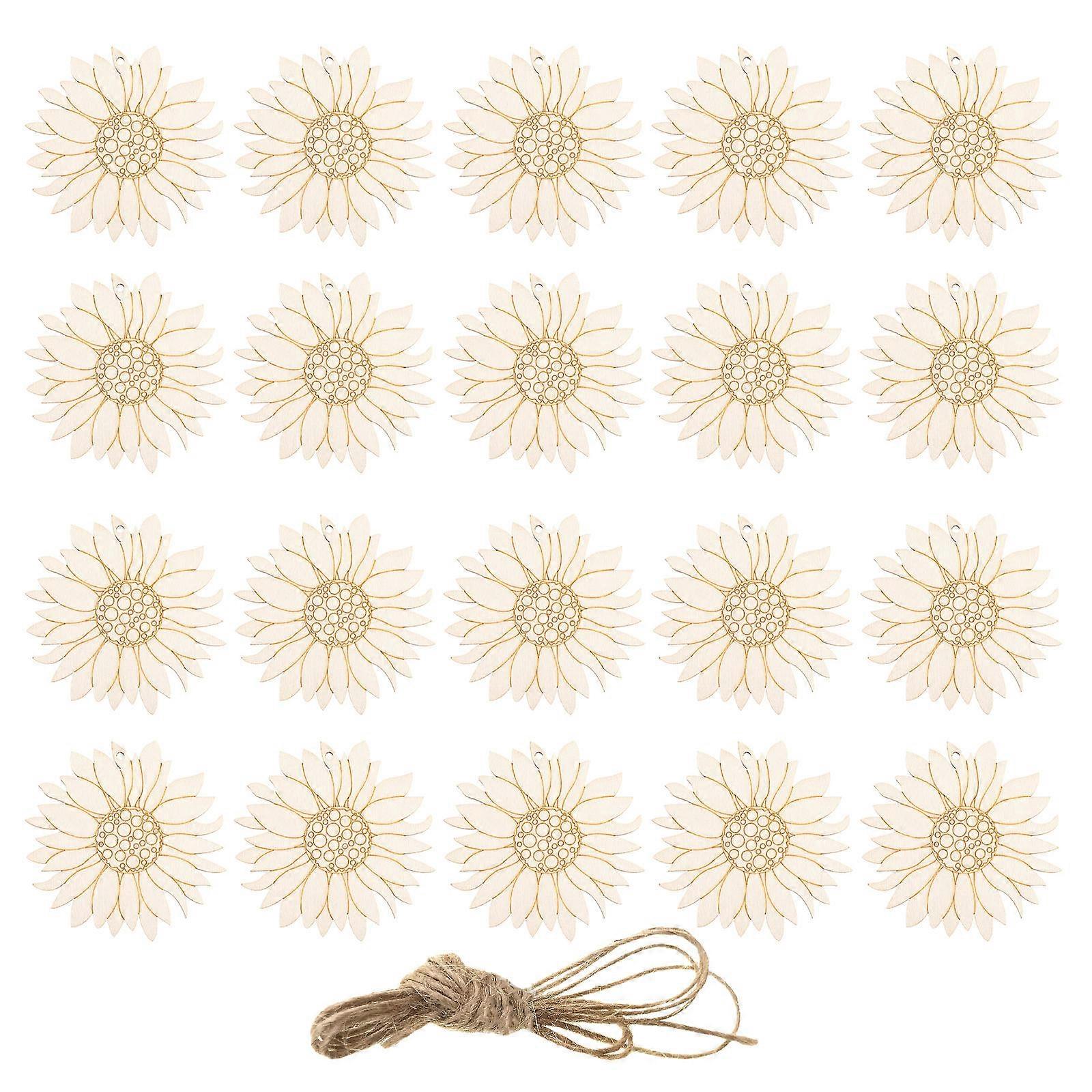 Assorted Color Wooden Flowers for Crafts DIY Decoration 100 Pack Durable Unfinished Wood Cutouts