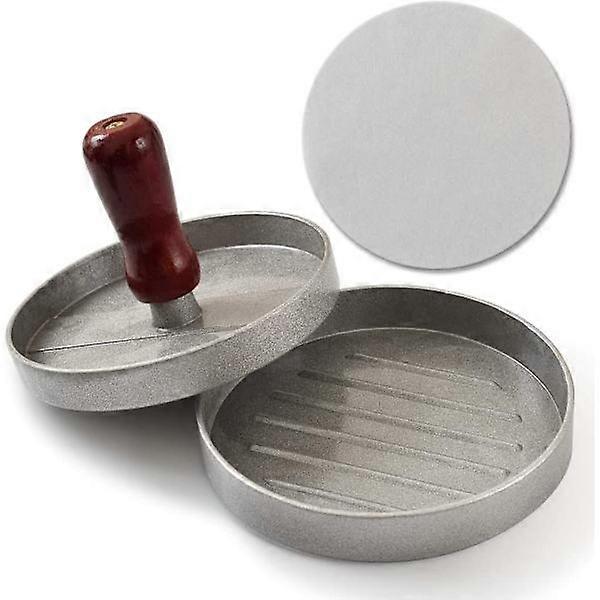 Hamburger press and butter paper set, hamburger press, grill press, beef mold with 100 sheets of wax beef paper
