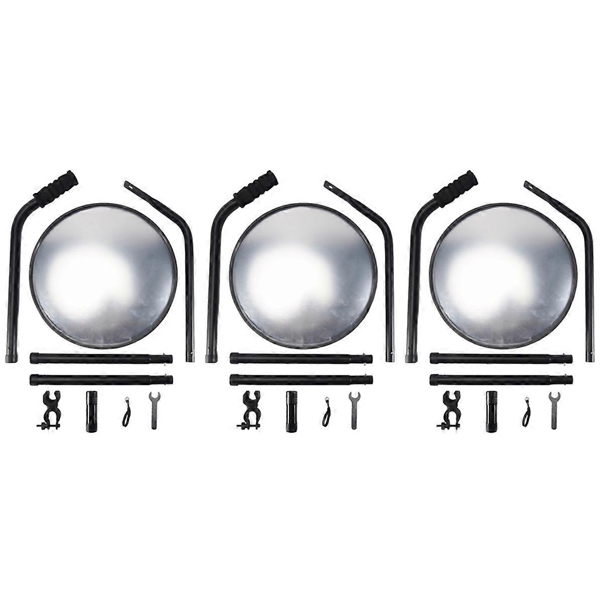 3X Under Vehicle Inspection Mirror - 12-Inch Diameter Security Mirror with Wheels and LED Light