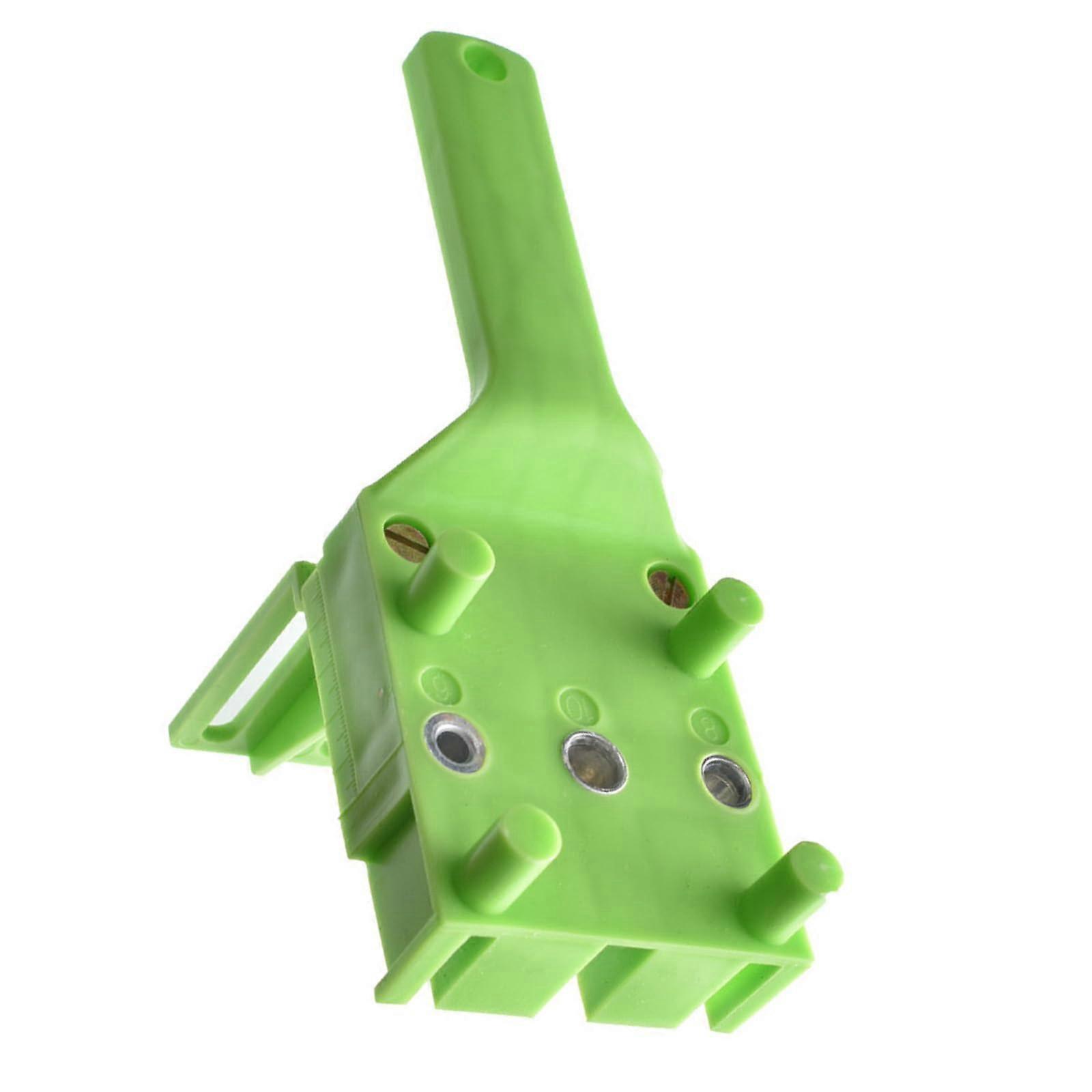 Precision Drill Hole Locator Adjustable Drill Positioning Tool for Woodworking Tasks, Plastic and Iron Construction, Green