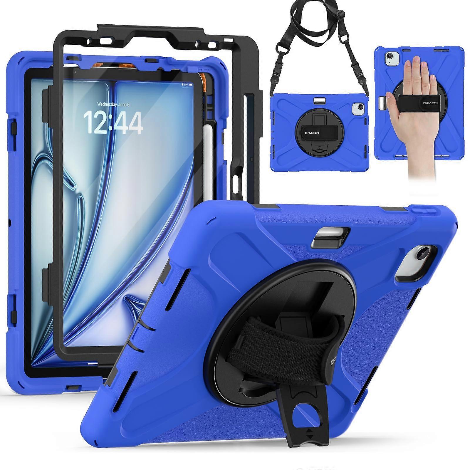 iPad Pro 11 Case, Heavy Duty Shockproof Protective Case with Screen Protector, Stand, Blue