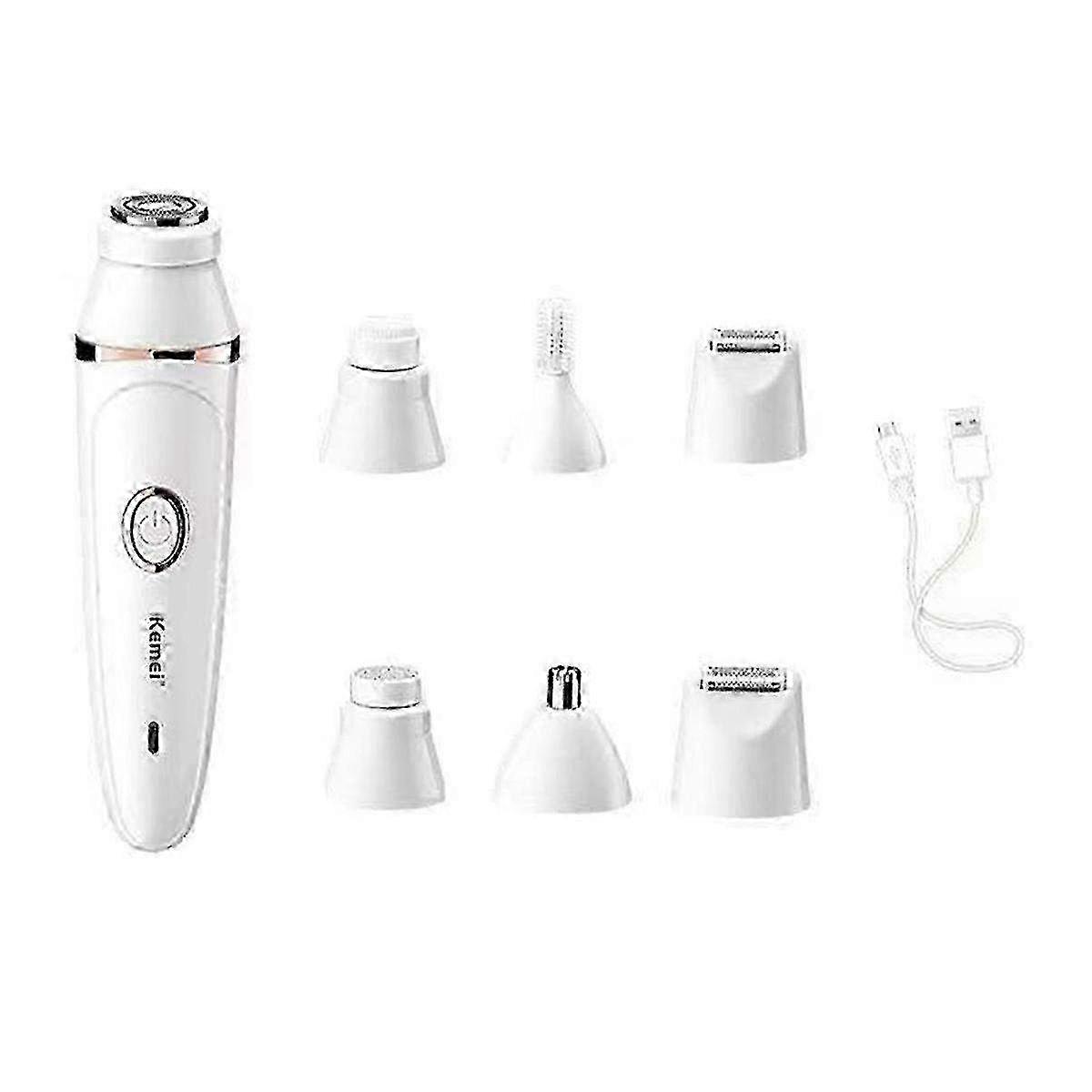 Cordless Rechargeable 7-in-1 Face Epilator and Shaver Kit by Pluxy for Women