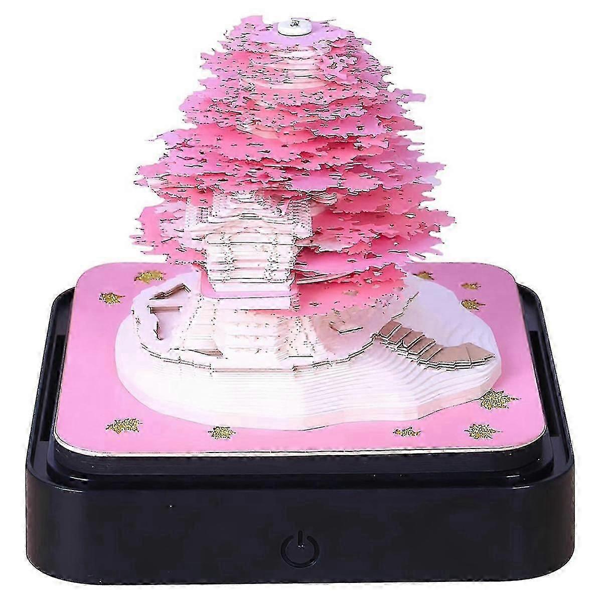 Kalendarz artystyczny 3d Memo Pad 2024, Kalendarz zegarka Sakura Tree Rip Paper Carving Sticky Diy Note Pin