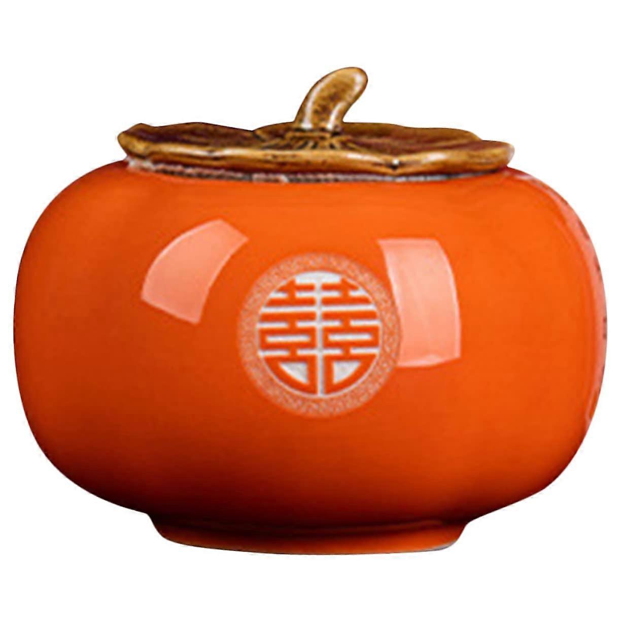 Ceramic Tea Storage Jar in Elegant Persimmon Shape for Home Parties or Tea Shops