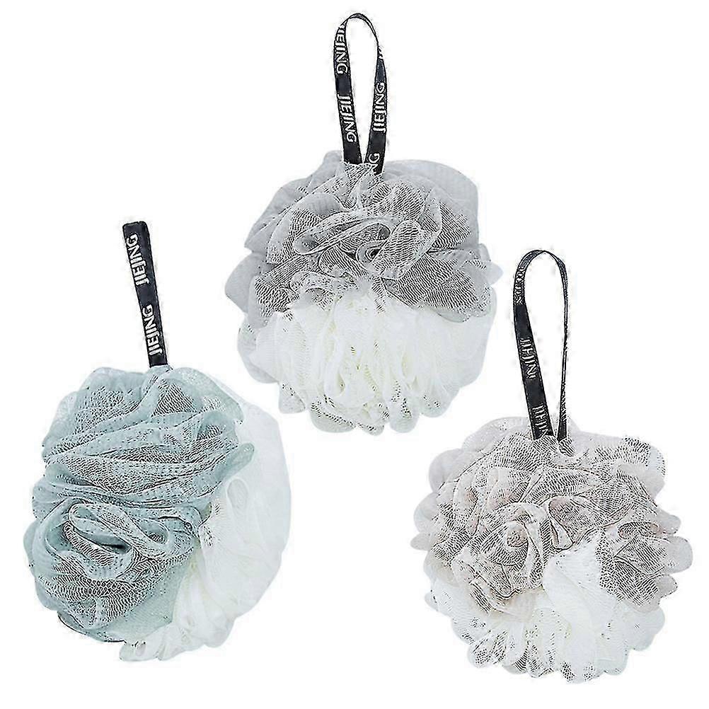 3-Pack Durable Shower Sponges - Soft Bath Balls for Exfoliating & Cleansing with