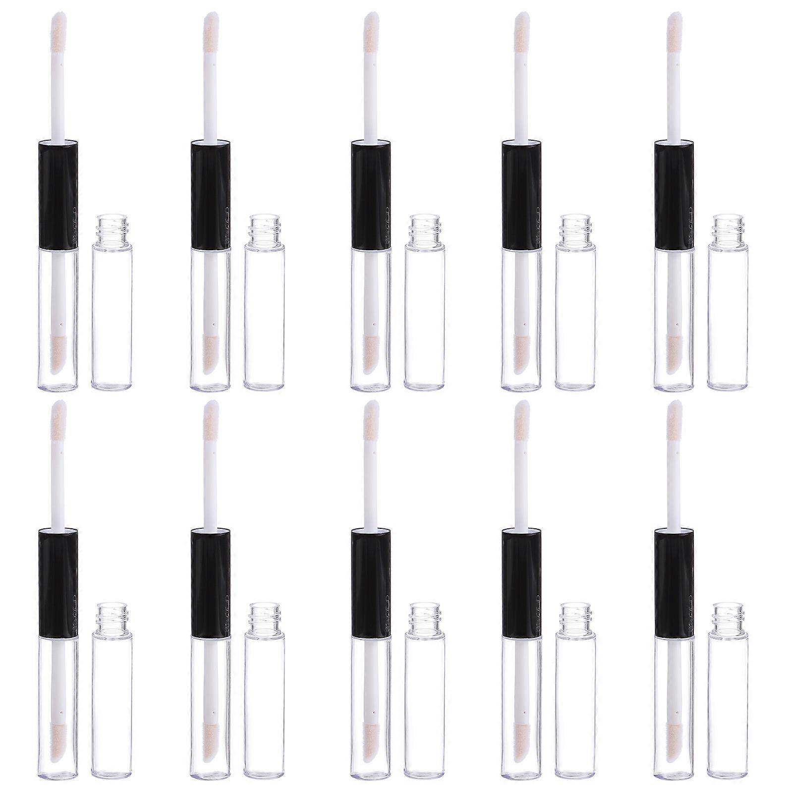 Double Ended Lip Gloss Tube with Stoppers Portable and Fashionable for Storage Black Plastic 4ml