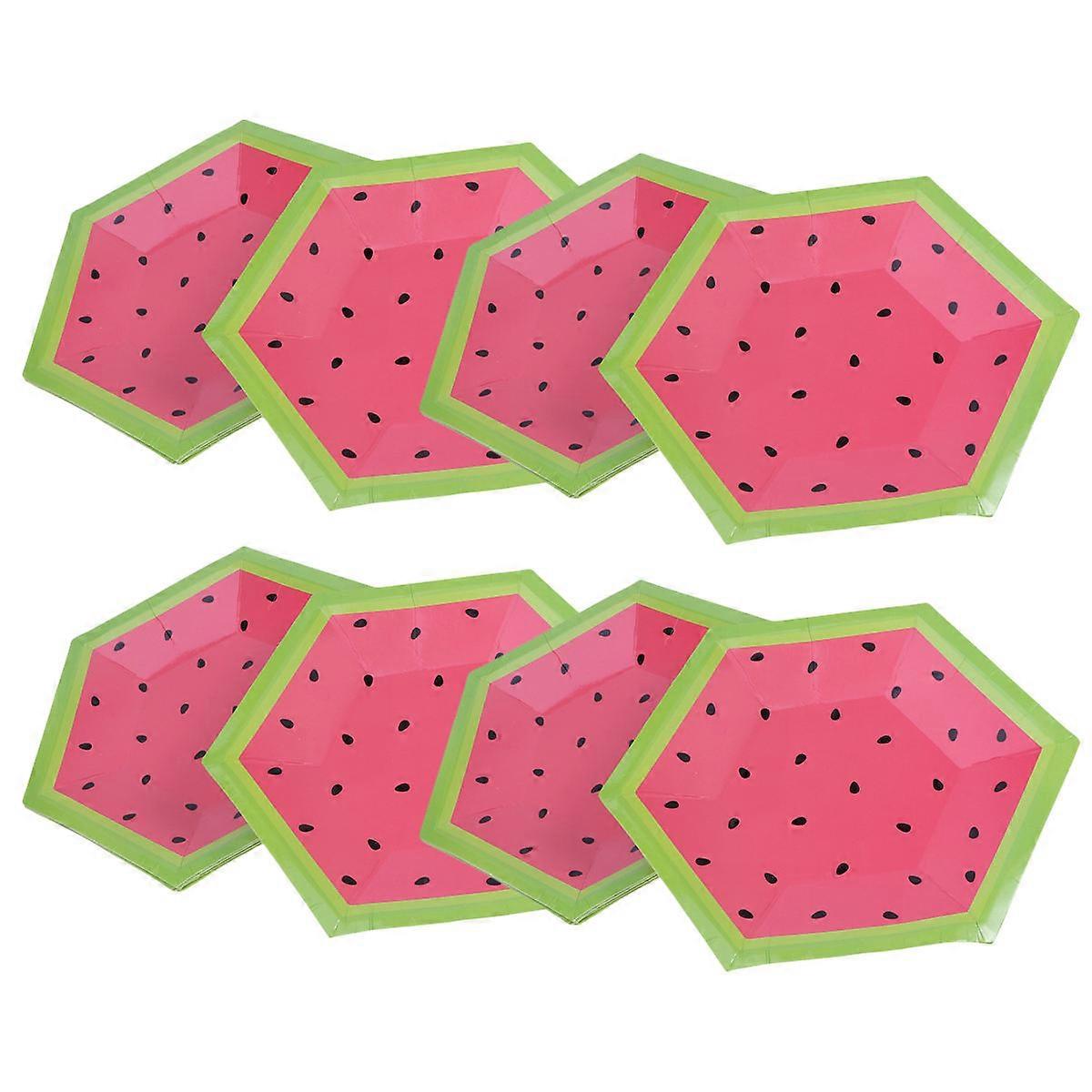 16PCS Watermelon Pattern Paper Plates for Party Supplies Elegant Tableware Rosy Color Catering Use
