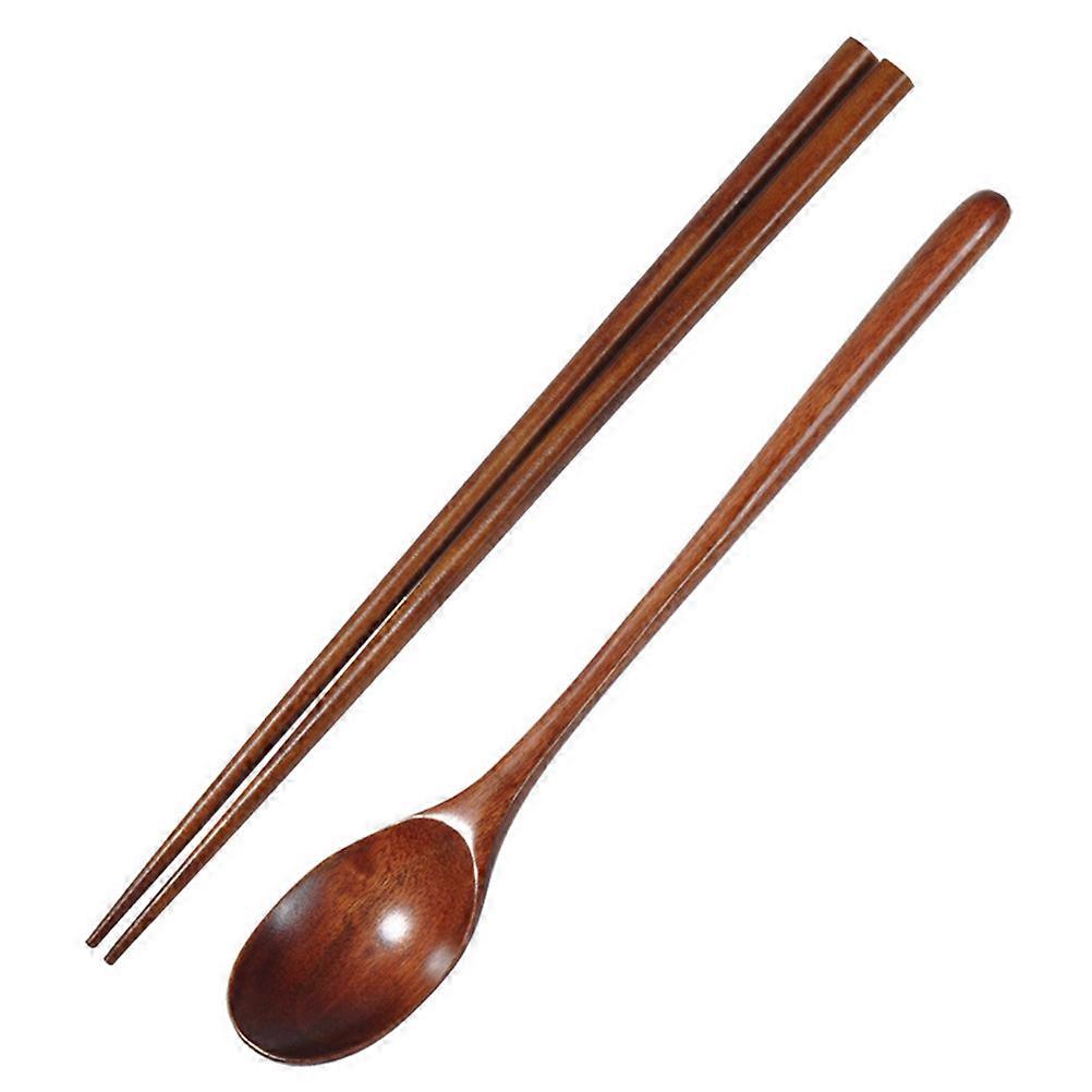 4 Sets of Wooden Chopsticks and Spoons Handmade Japanese Style Tableware