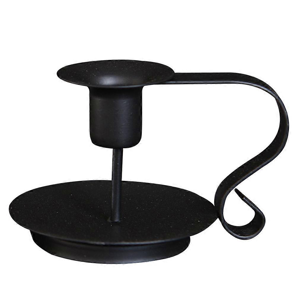 Black Iron Candle Holder for Taper Candles with Handle Vintage Style 2-2.5cm Diameter