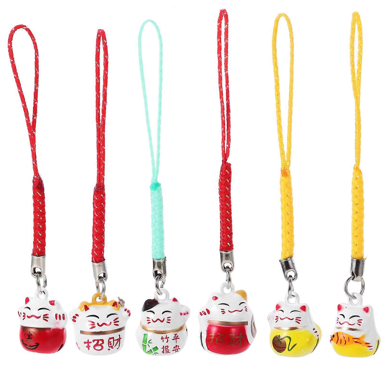 Japanese Style Keychain Pendant With Assorted Color For Daily Use 6Pcs Mobile Phone Chain Decoration