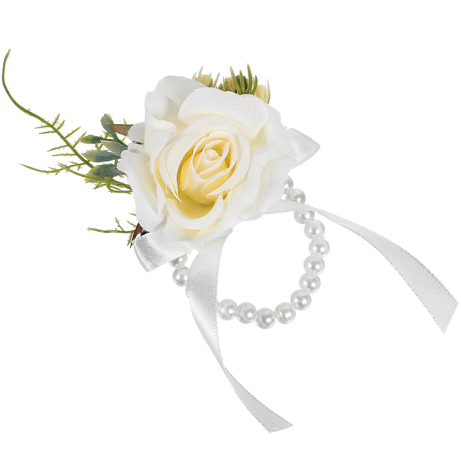 Round Artificial Flower Wrist Corsage For Women’s Graduation Ball Event 1Set