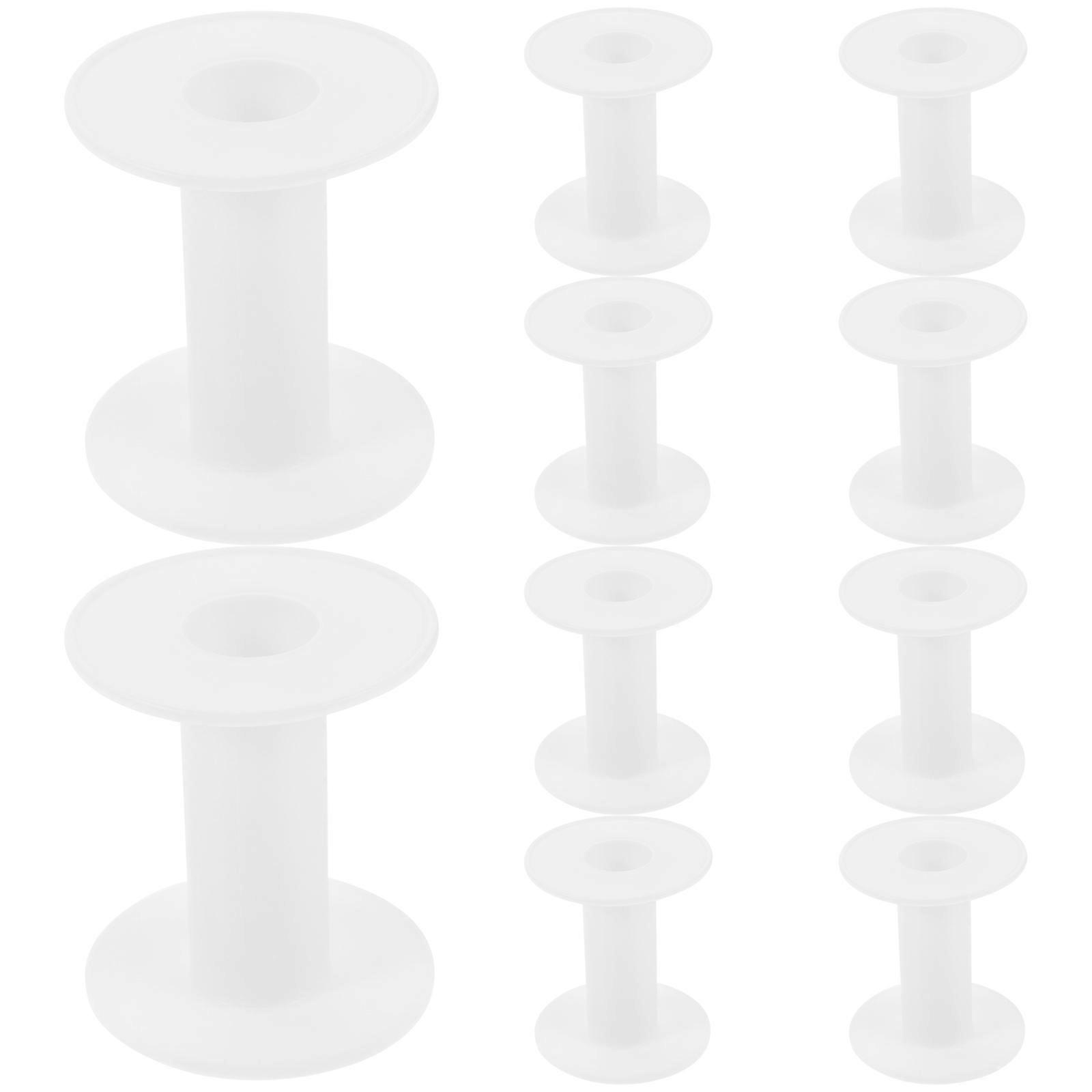 White Plastic Sewing Bobbins for Home Use 10pcs Empty Thread Spools Compatible with Various Machines