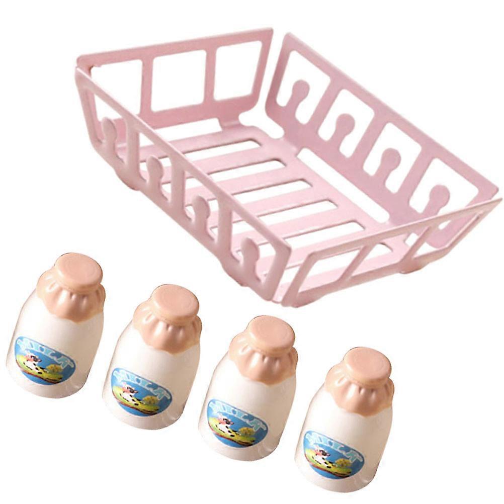 Miniature Milk Basket Crate Set Adds Realistic Details to Doll House Decor Assorted Color