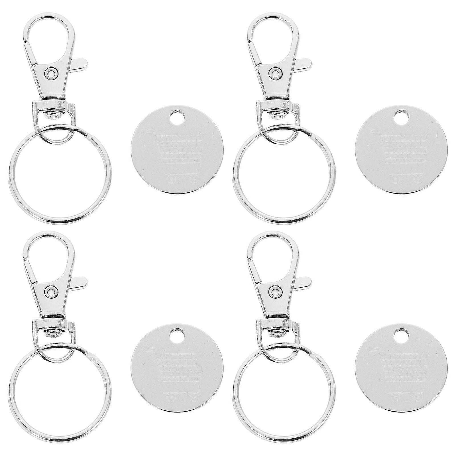 Stainless Steel Trolley Token Keyring   4PCS Multipurpose Shopping Cart Coin Keychain for Supermarkets and Everyday Key Management