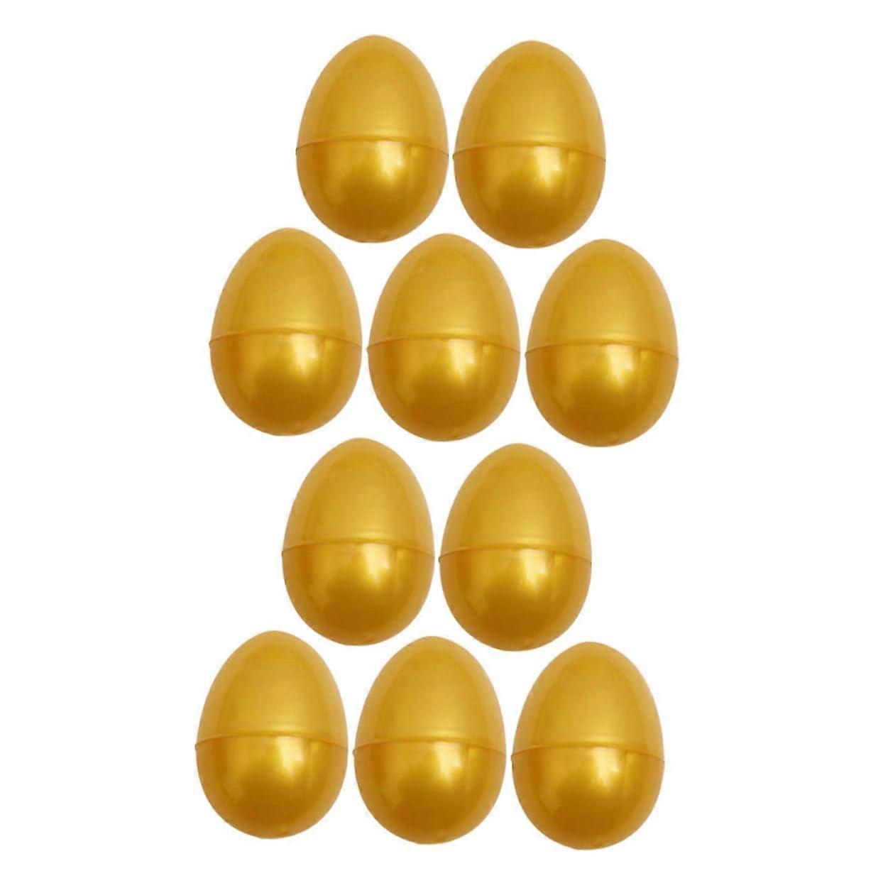 Open Golden Eggs Pack of 10 Fillable Plastic Egg Container for Decorating and Crafting - Easter Egg Box