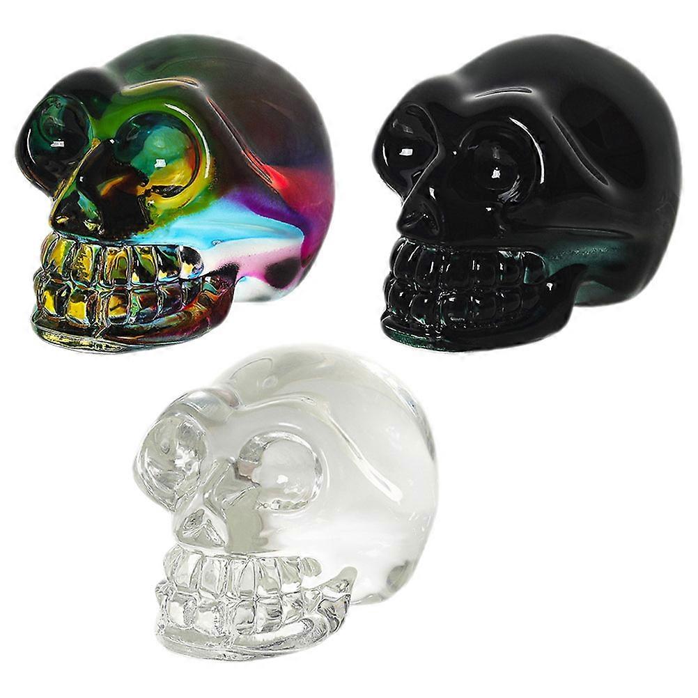 3pcs Realistic Skeleton Skull Decorative Figurines for Halloween Home Decor – Lifelike Spooky Ornament Set for Haunted Atmosphere