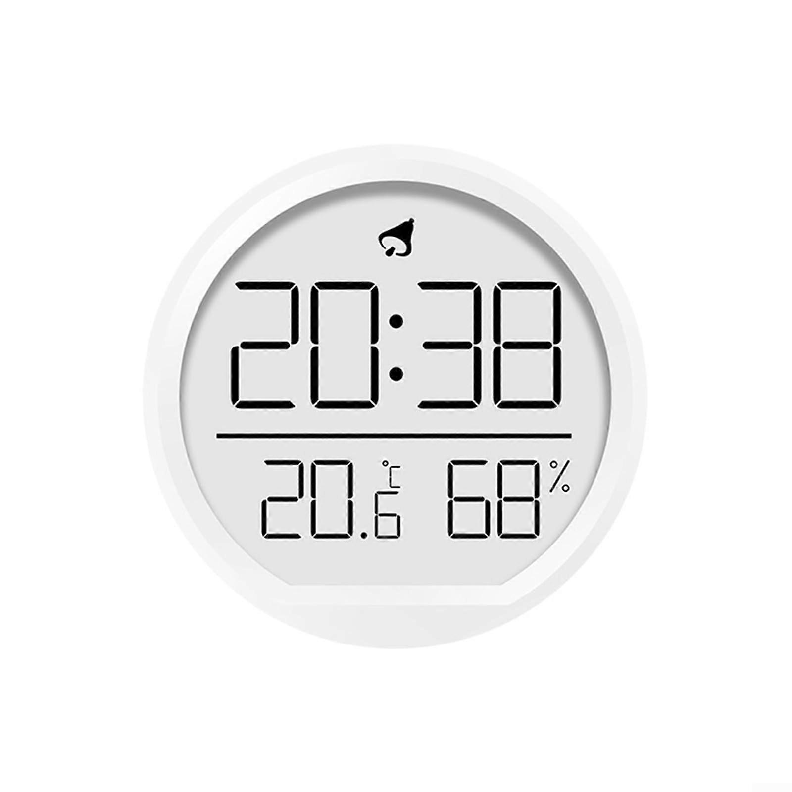 Digital Thermo-Hygrometer with Temperature and Humidity Monitoring, White Room Thermometer with Clock, 12/24, °F/°C
