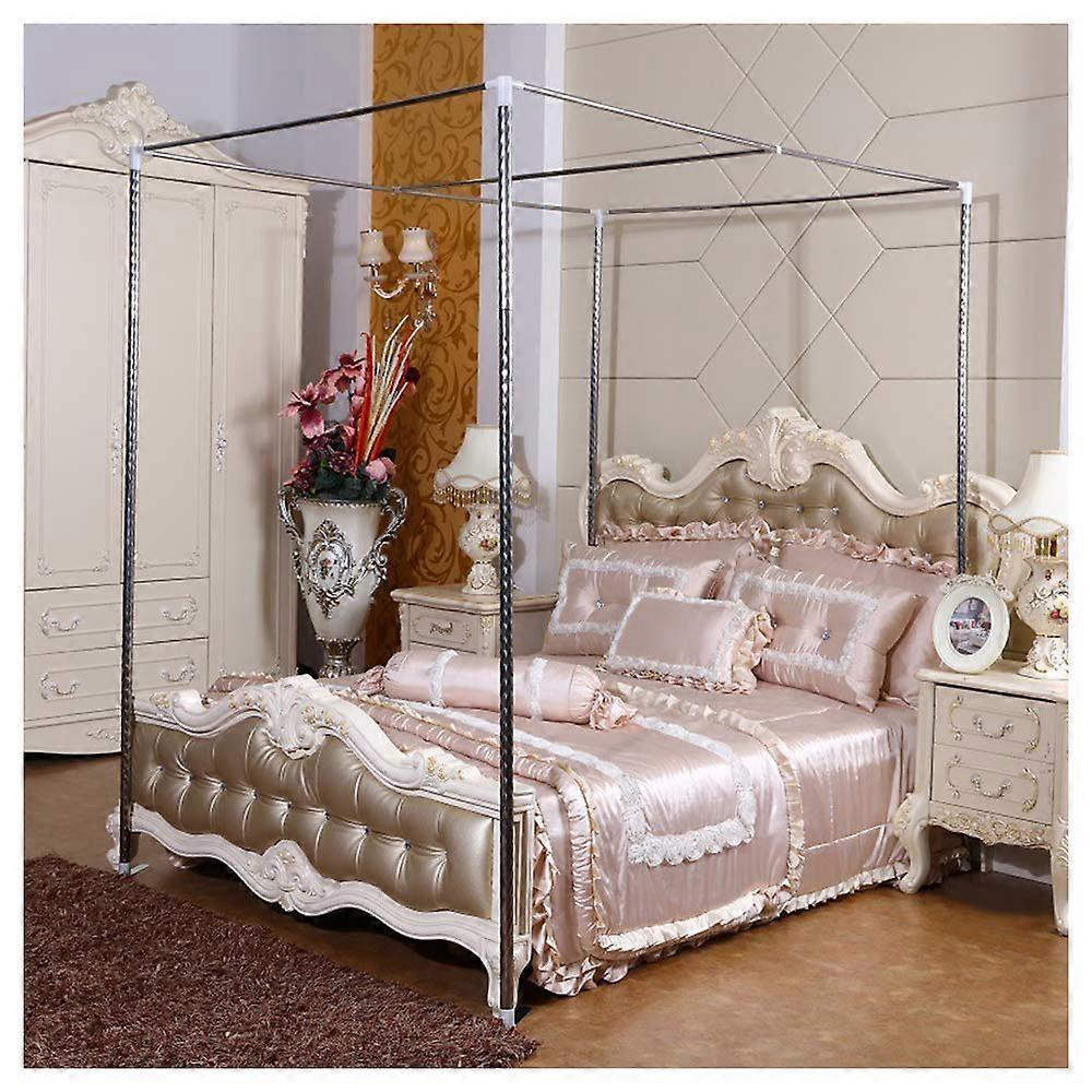 Mosquito Net Frame Stainless Steel Bed Canopy Holder with 4 Corner Posts for 1.5×2m Beds 22mm