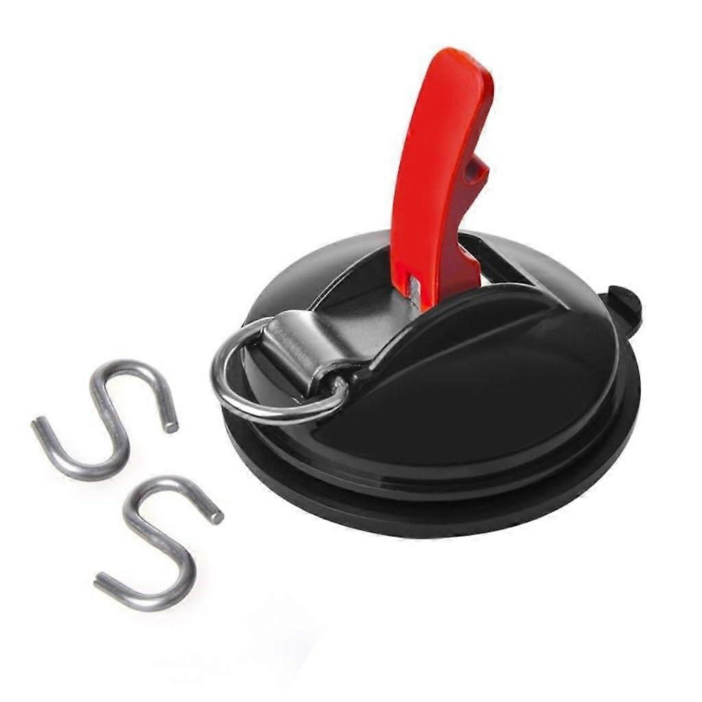 Suction Cup Mount with Ring and 2 S-Hooks for Hanging Tools, Kitchen, Bathroom Use