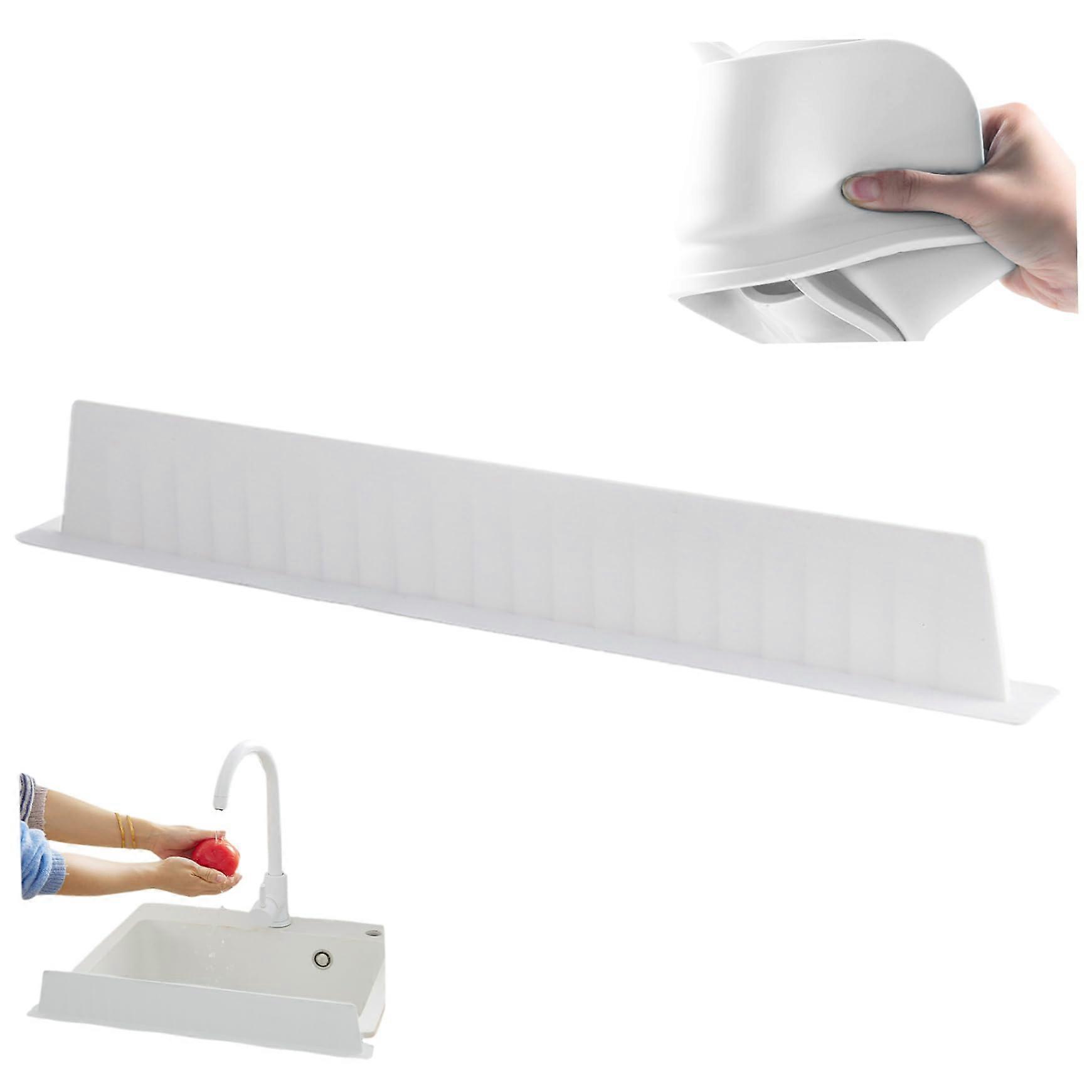 20.1x1.8x2 Inch Silicone Sink Splash Guard with Suction Cups, Foldable Water Barrier for Kitchen and Sink Overflow Prevention