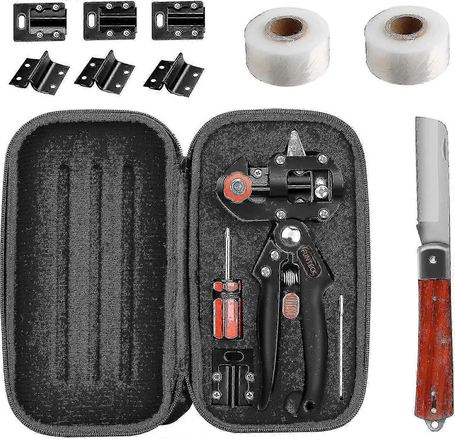 2-in-1 Grafting Tools Pruner Kit, V-graft U-graft, Perfect For Fruit Tree Grafting, Including Grafting Tapes, Grafting Knife & Replacement Blades