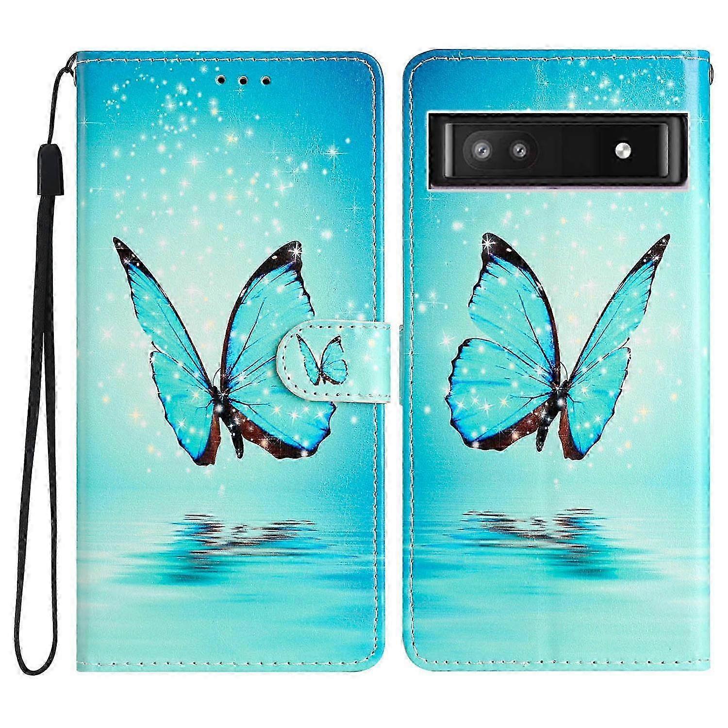 For Google Pixel 9a Wallet Case PU Leather Pattern Printing Stand Phone Cover with Strap