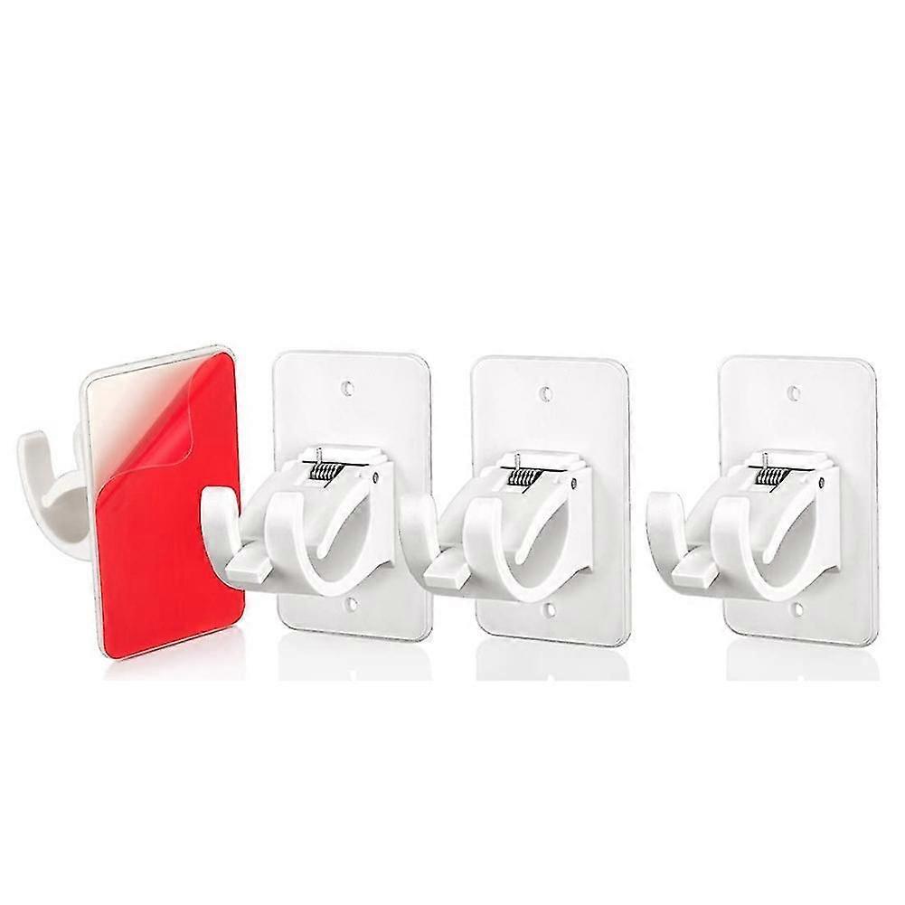 Curtain Rod Bracket Holder 4 PCS, Adhesive Crossbar , No Drill Rods Hanger Wall Mount Hooks Drapery
