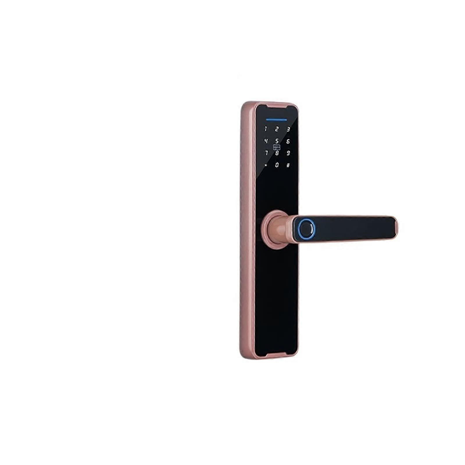 Intelligent Lock, Tuya Bluetooth, Biometric Fingerprint, RFID Card, Remote Unlocking (235 5572, Red Bronze)