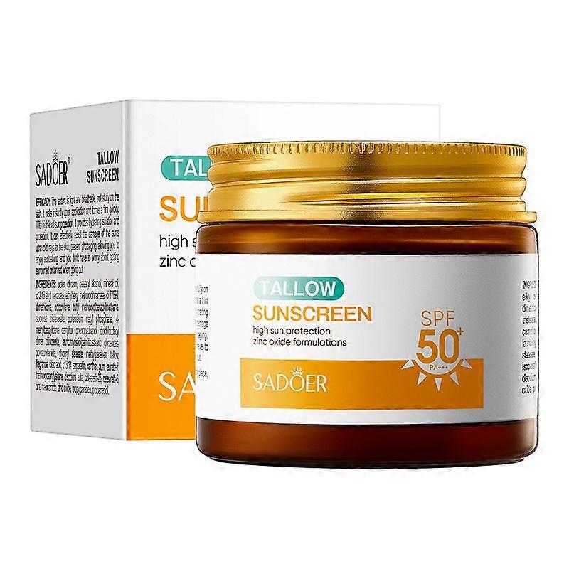 牛脂日焼け止め SPF 50 顔と体用、ナチュラル&オーガニック牧草育て獣脂サンバーム、亜鉛配合、敏感肌用ヒアルロン酸、ブロードスペクトル