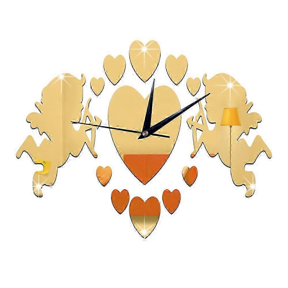 アクリルDIY壁掛け時計ミラーキューピッド3Dスティッキング