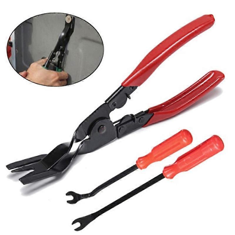 Lilaris three-piece red rivet and clip removal pliers kit