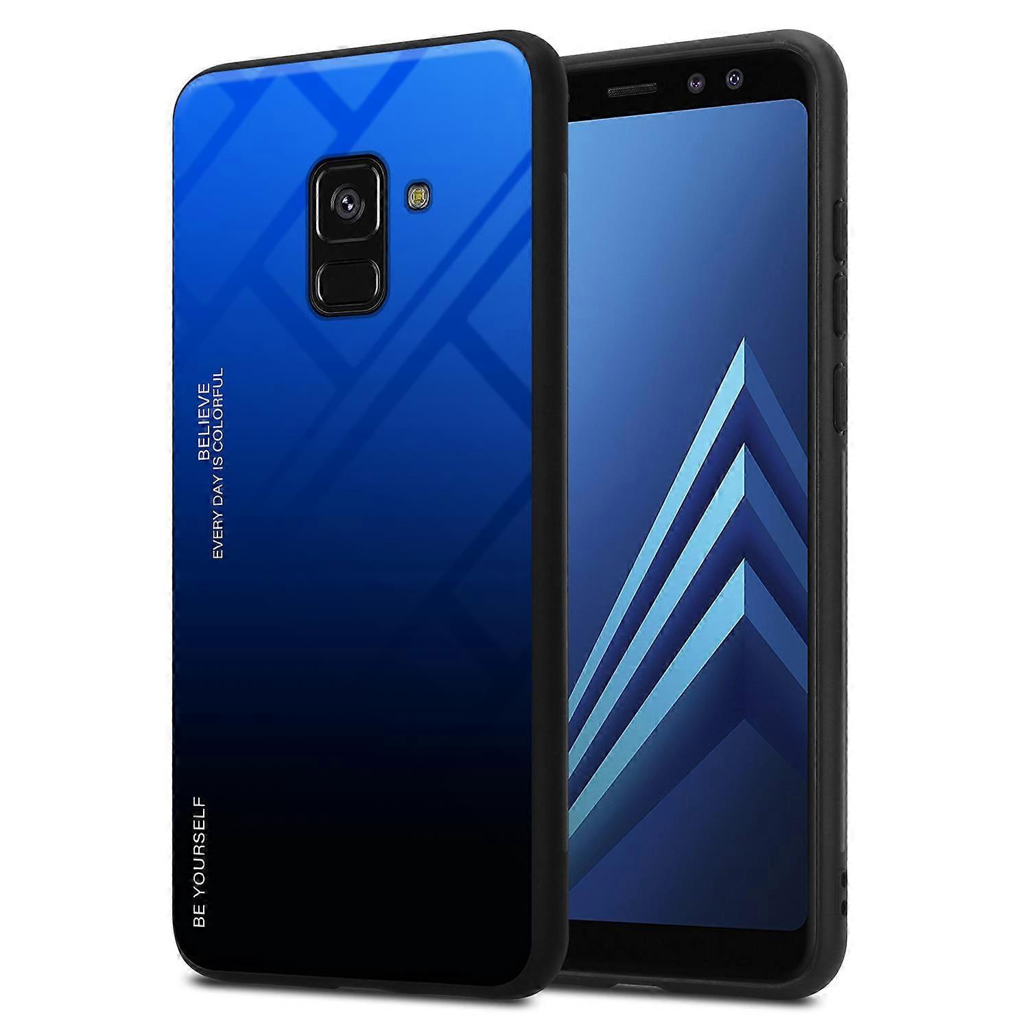 Samsung Galaxy A8 2018 TPU Case - Back Cover with Protective Glass - Two-Tone