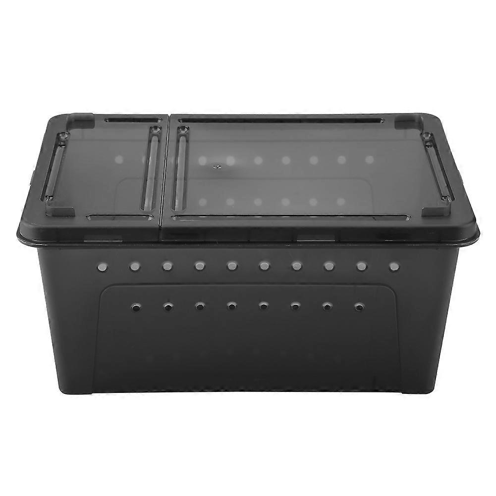 Durable Plastic Ventilated Feeding Container for Lizard Spider Scorpion(Black)