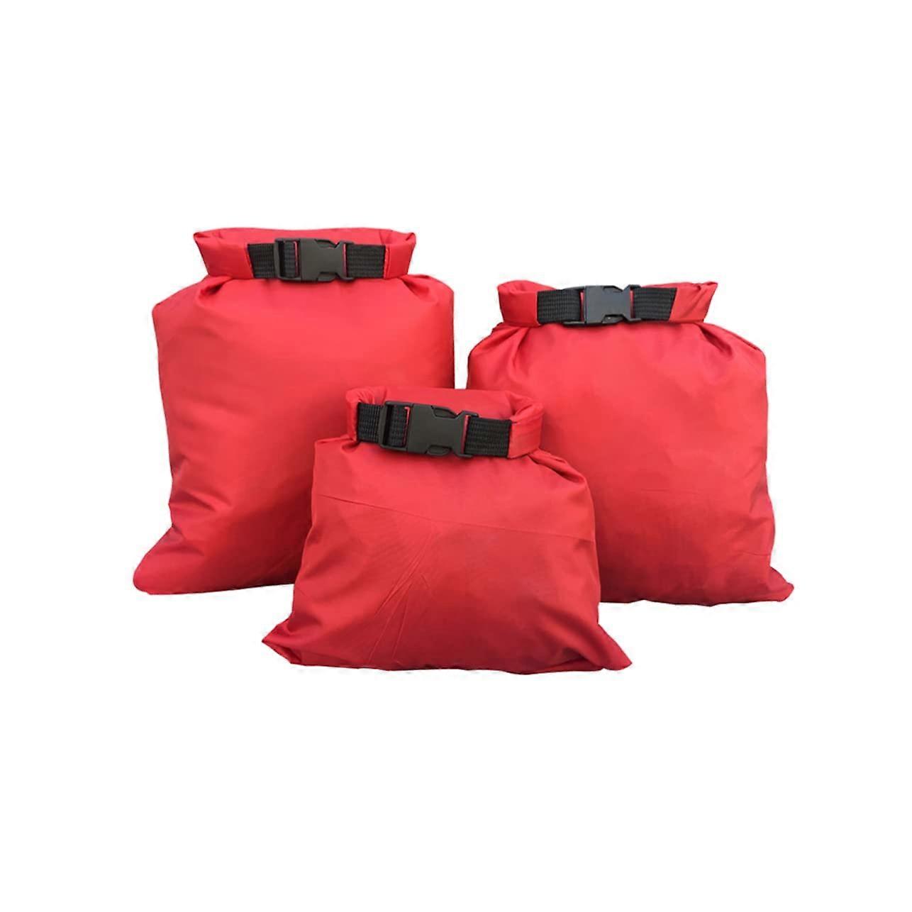Dry Bags 3Pack Set, Lightweight TearResistant Pouches For Camping, Boating, Kayaking, Rafting, Fishing Red